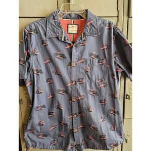 Ditch Plains for Ricky Singh Men's surfer print button down shirt Size XL
